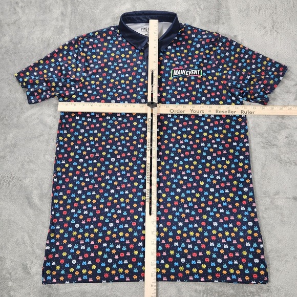 Pins & Aces Polo‎ Shirt Mens Large Space Invaders Golf Retro Gamer - Picture 8 of 11